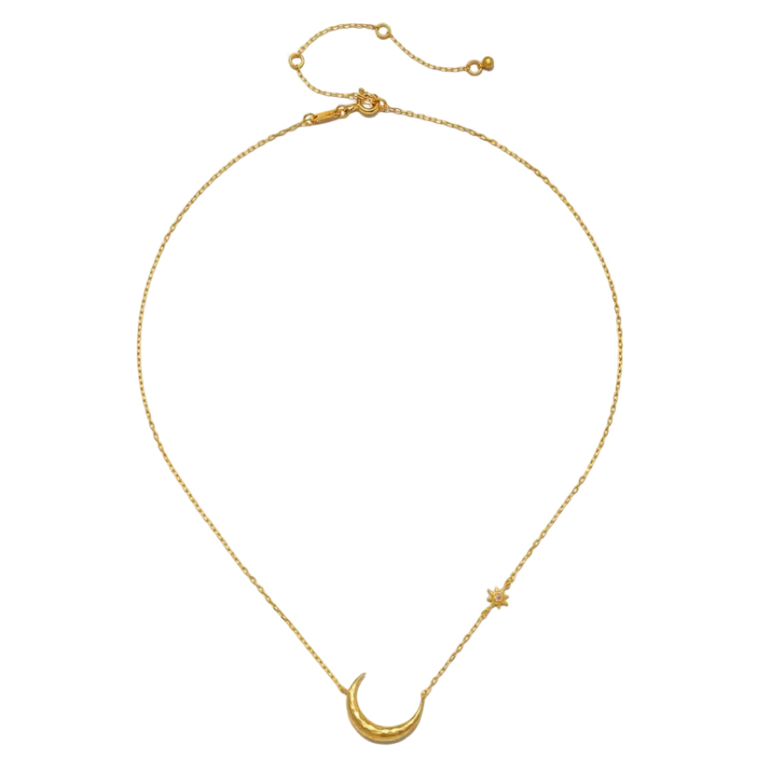 Ethereal Guide Moonstone Moon and Star Necklace
