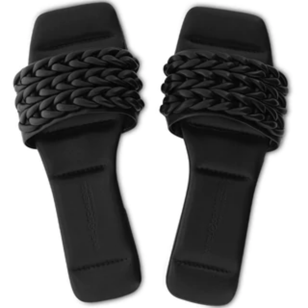 Rio Braided Slides in Black