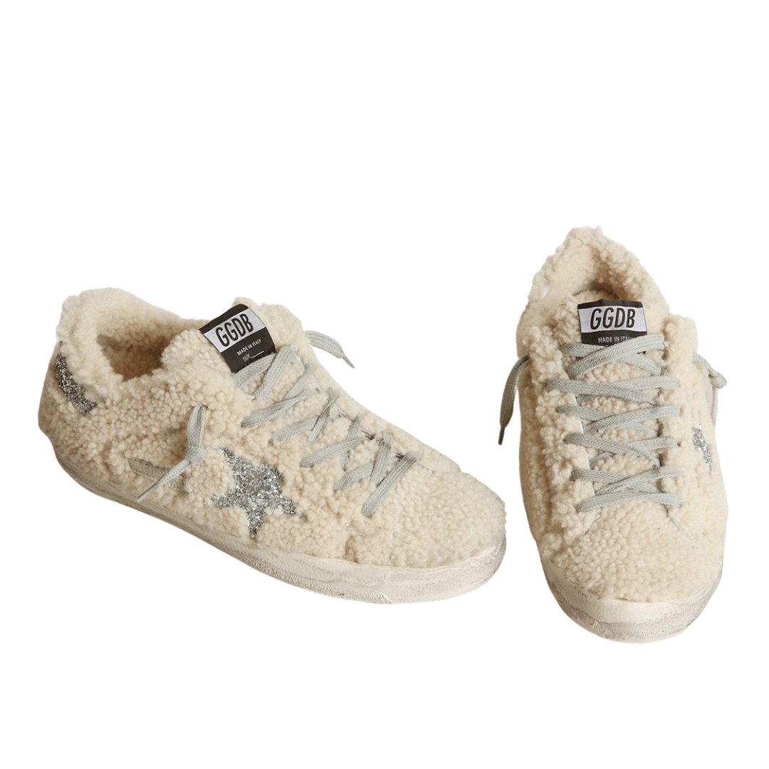Super-Star Shearling Sneakers in Beige/Silver 