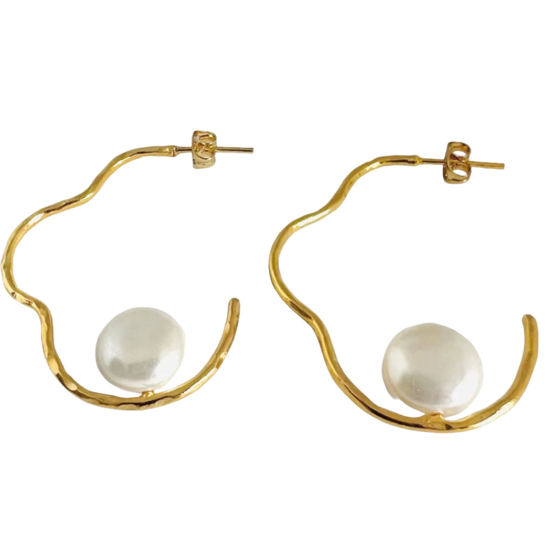 Cassidy Pearl Hoop Earrings