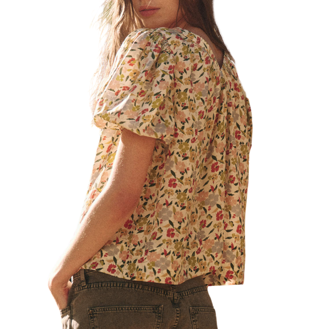 The Bungalow Top in Floating Petals Floral 