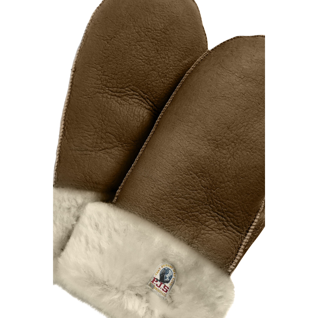 Shearling Mittens in Camel