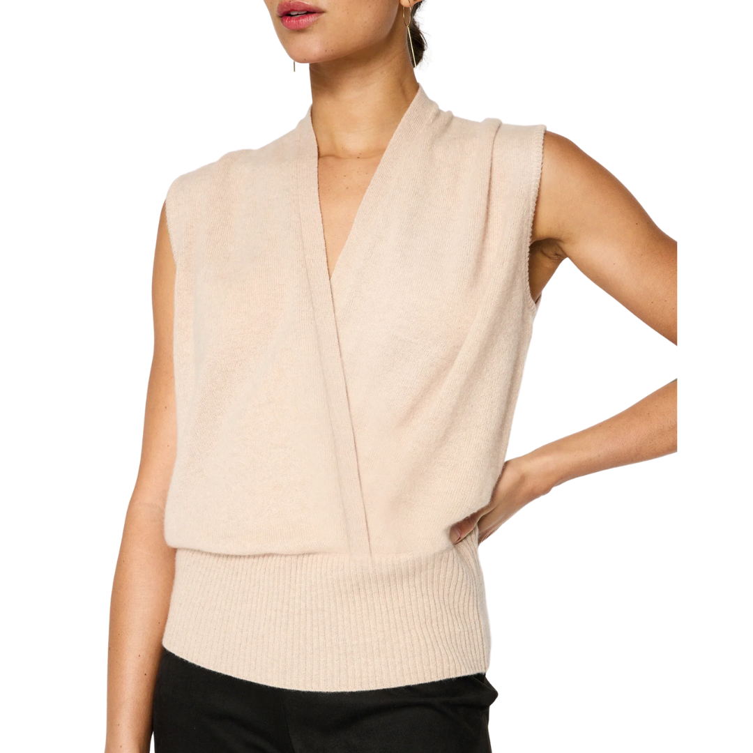 Phinneas Sleeveless Wrap Sweater in Perle Mélange