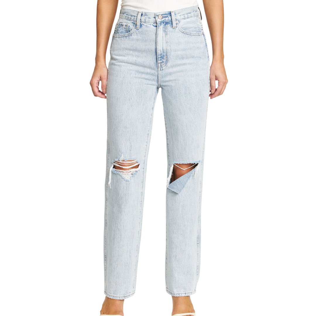 Cassie Super High Rise Straight in Moonlight Distressed