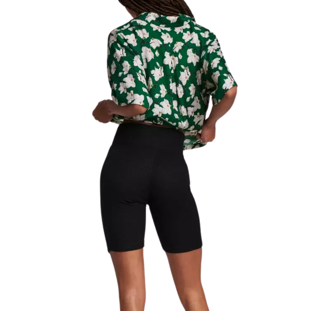 Rib Knit Bike Short in Black
