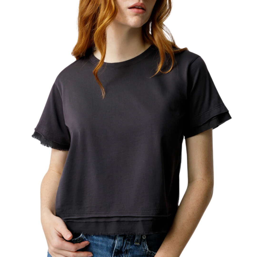 Feather Pima Tee in Vintage Black