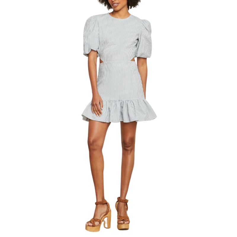 Iker Puff-Sleeve Dress with Cutouts