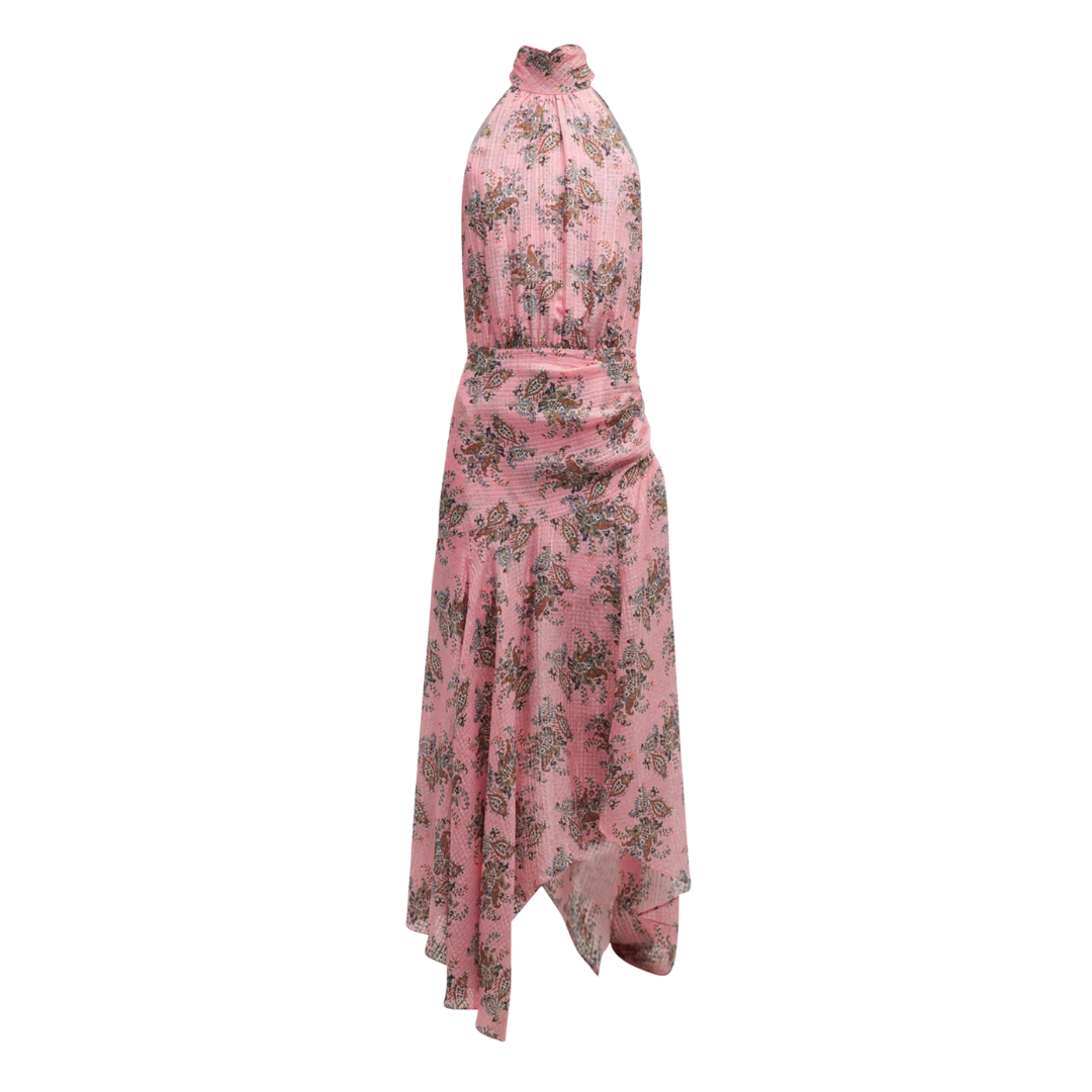 Leia Silk Halter Maxi Dress in Peony Multi