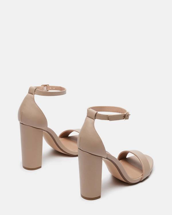 Carrson Block Heels in Blush Leather