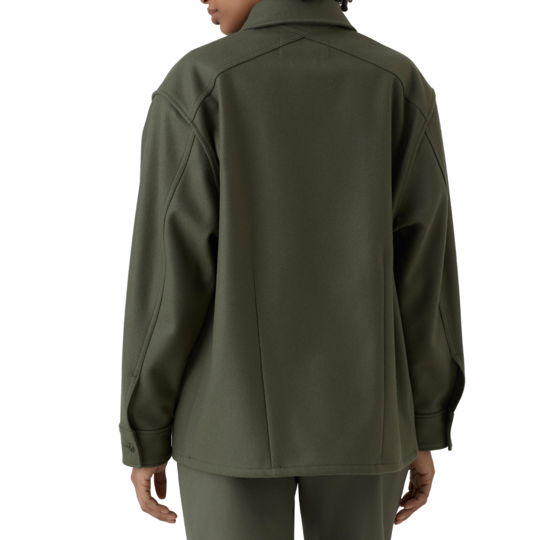Wool Overshirt in Pine Green