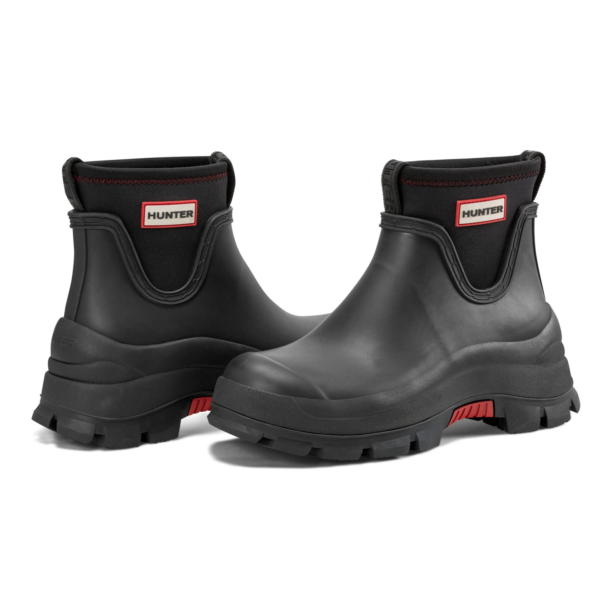 Eloise Lug Sole Waterproof Neoprene Rain Booties in Black