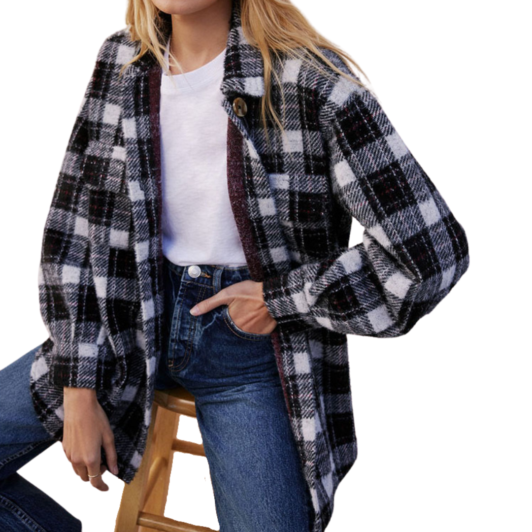 Plaid Tucker Jacket in White