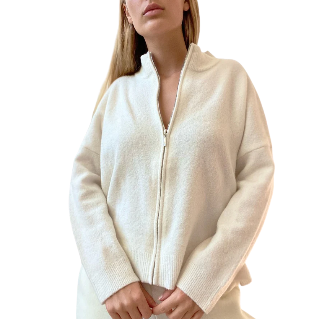 Flores Cropped Bomber Jacket in Snow