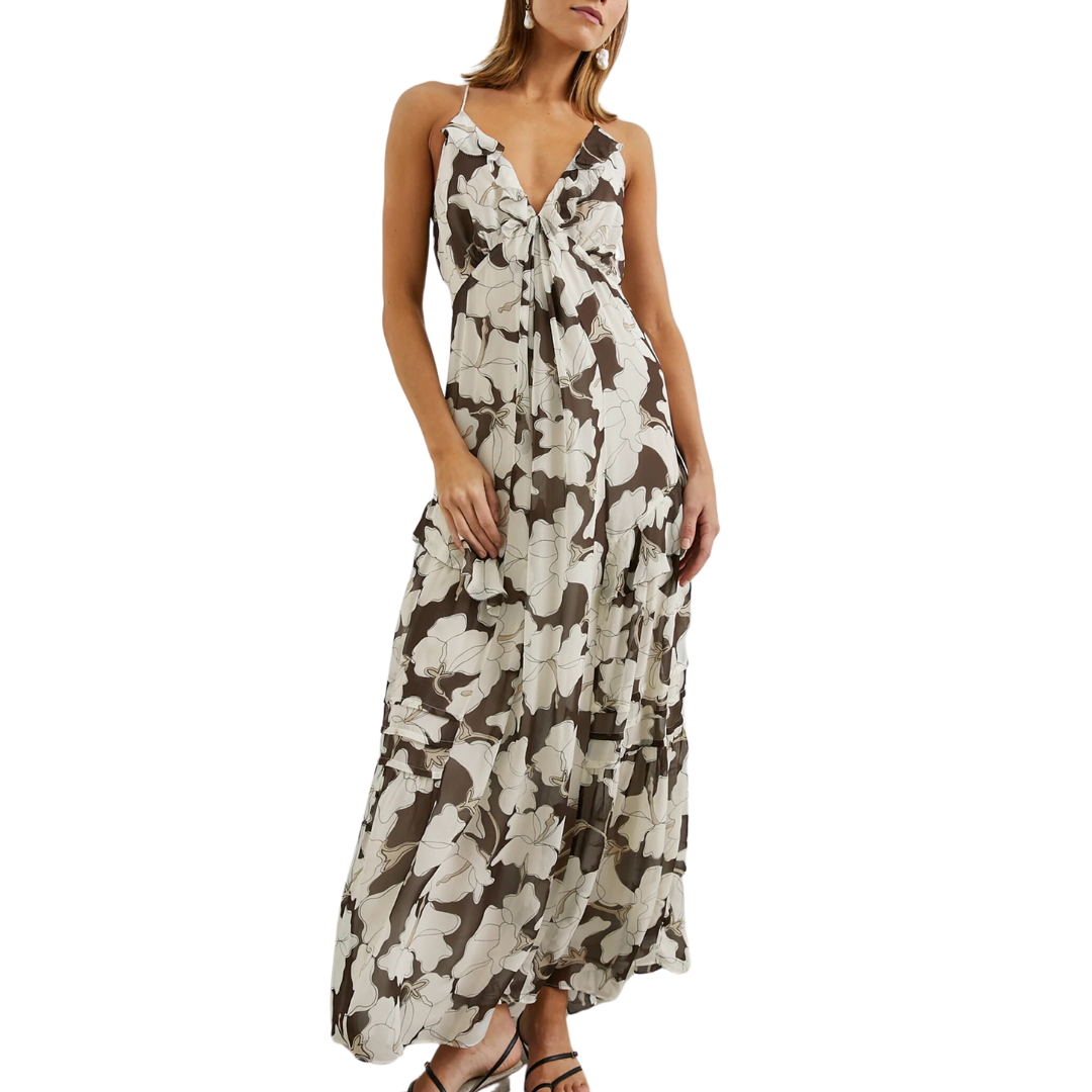 Boa Dress in Mocha Floral