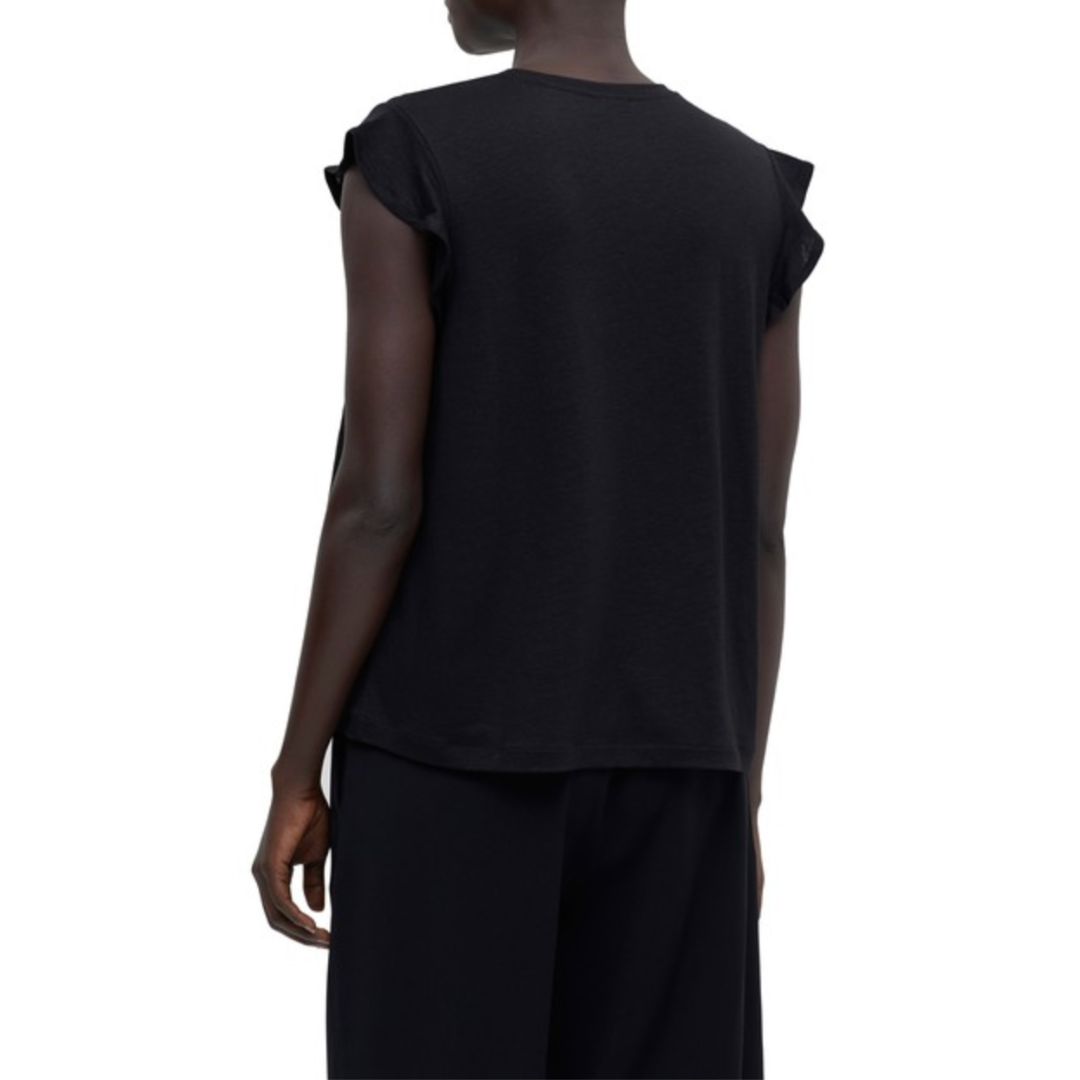 T Shirt with Frills in Black