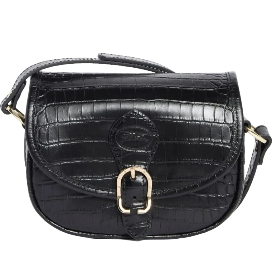 1980 Croc Embossed Small Crossbody Bag in Black