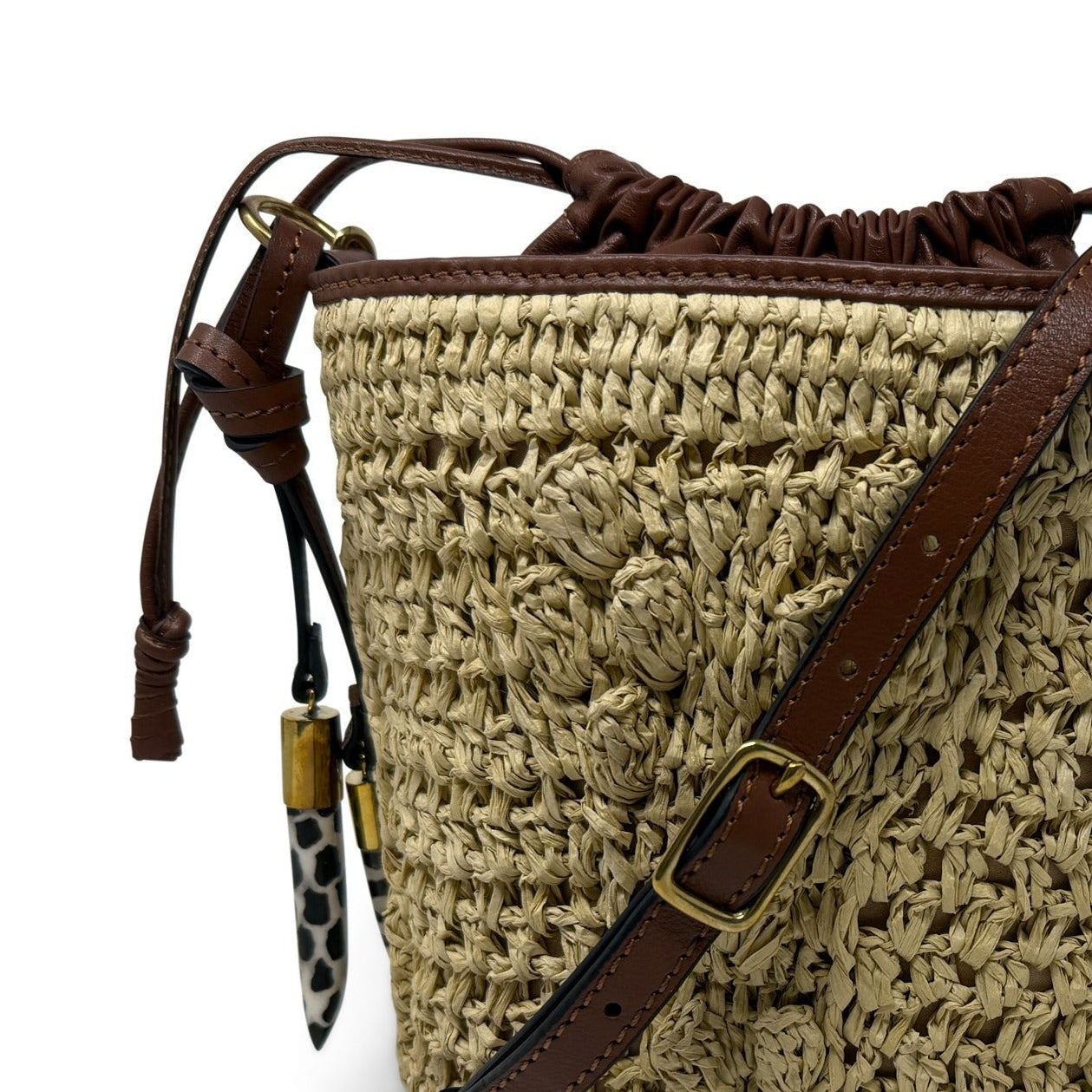 Drawcord Bucket Bag - Aran Raffia