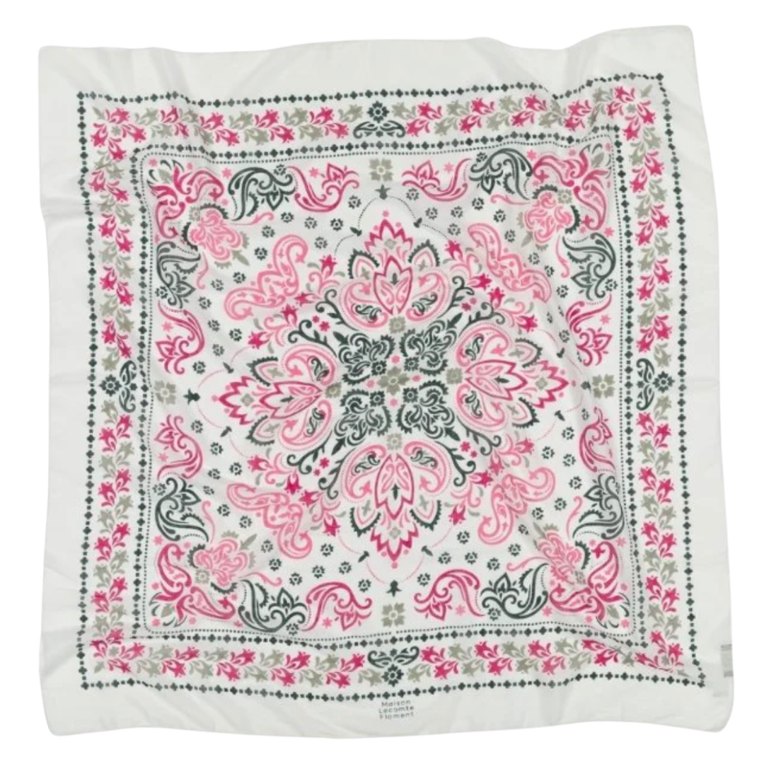 Large Seville Bandana Scarf in White Red