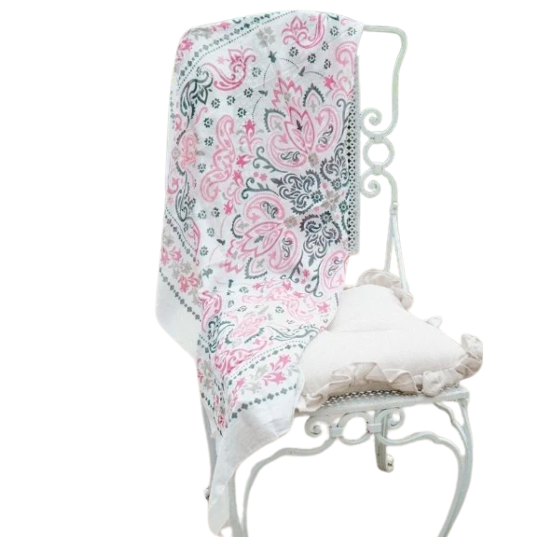 Large Seville Bandana Scarf in White Red