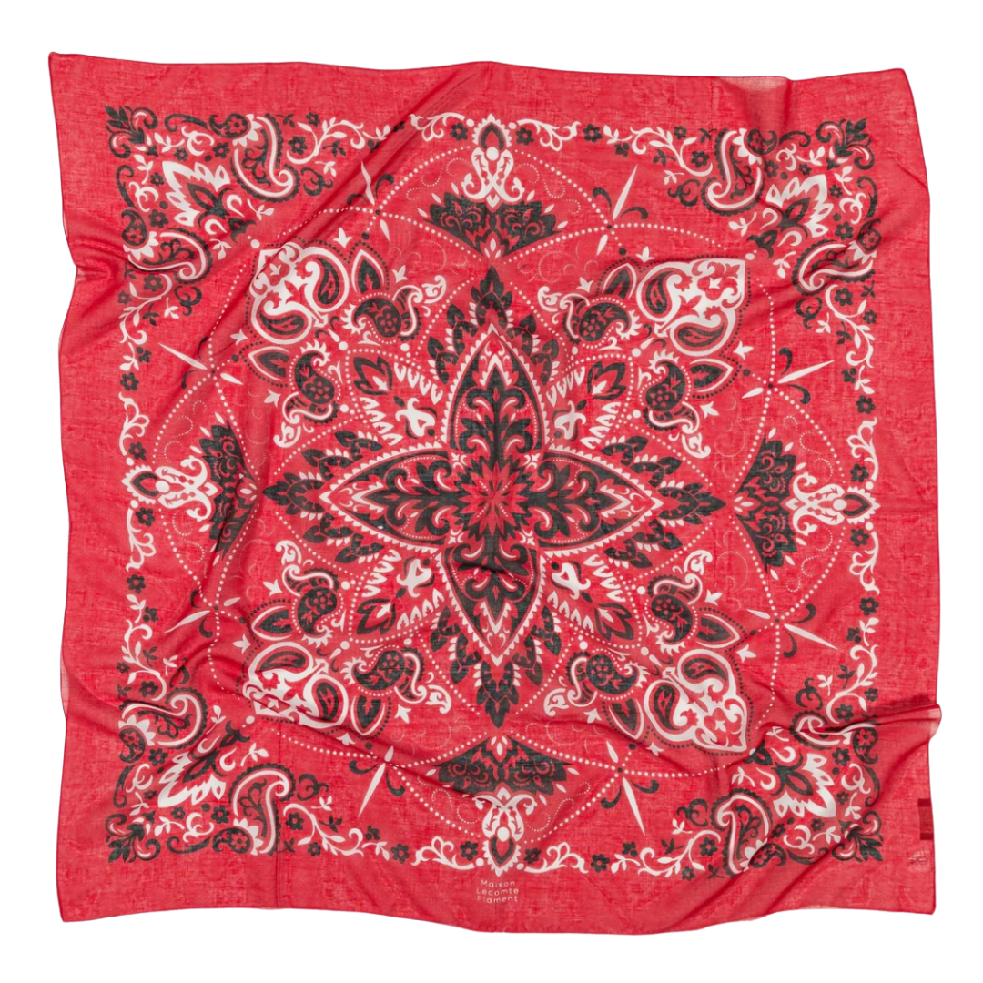Cotton Bandana Scarf in Rouge