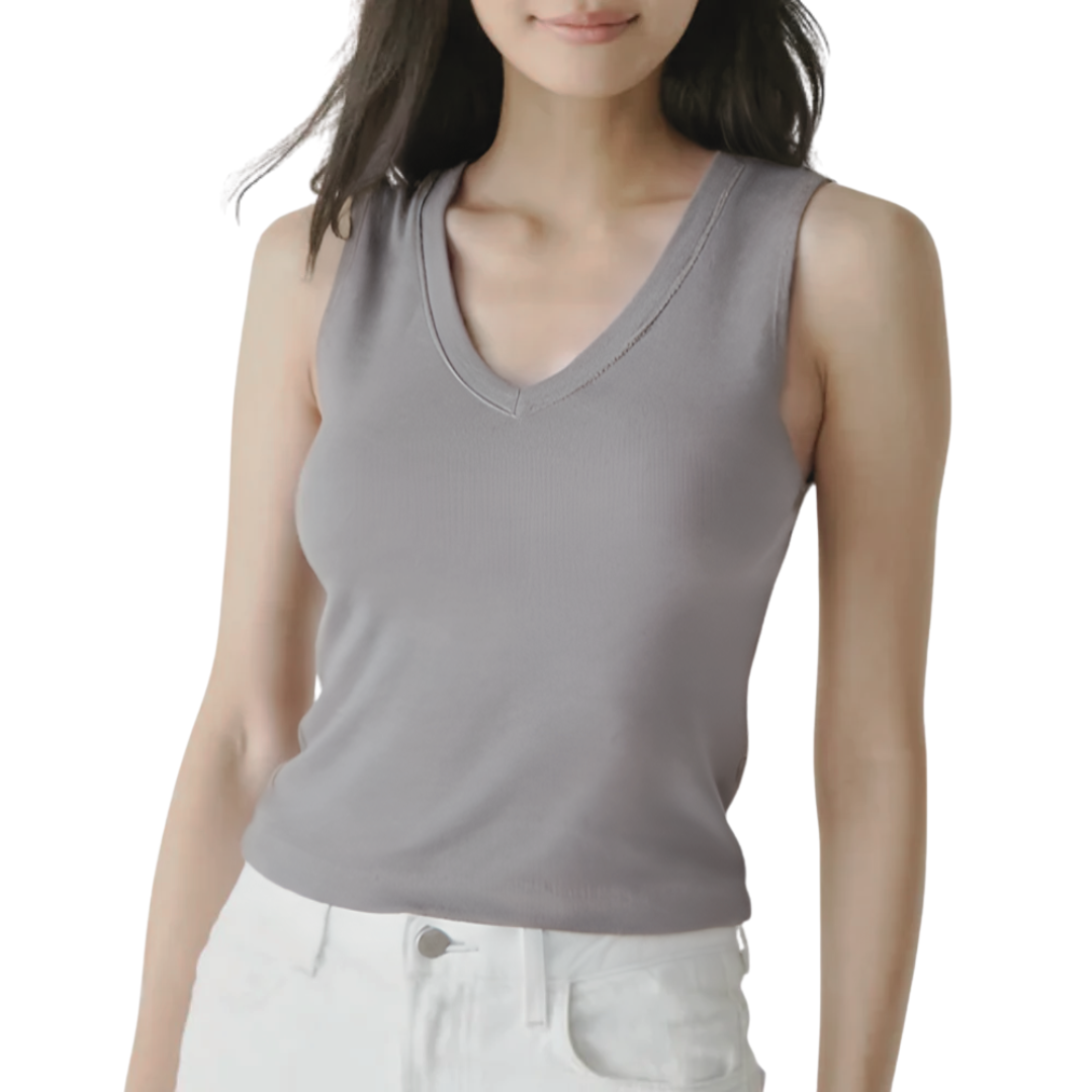 Max Ribbed Cropped Tank in Heather Grey