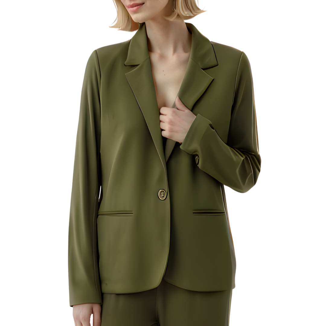 Soft Touch One Button Blazer in Army Green