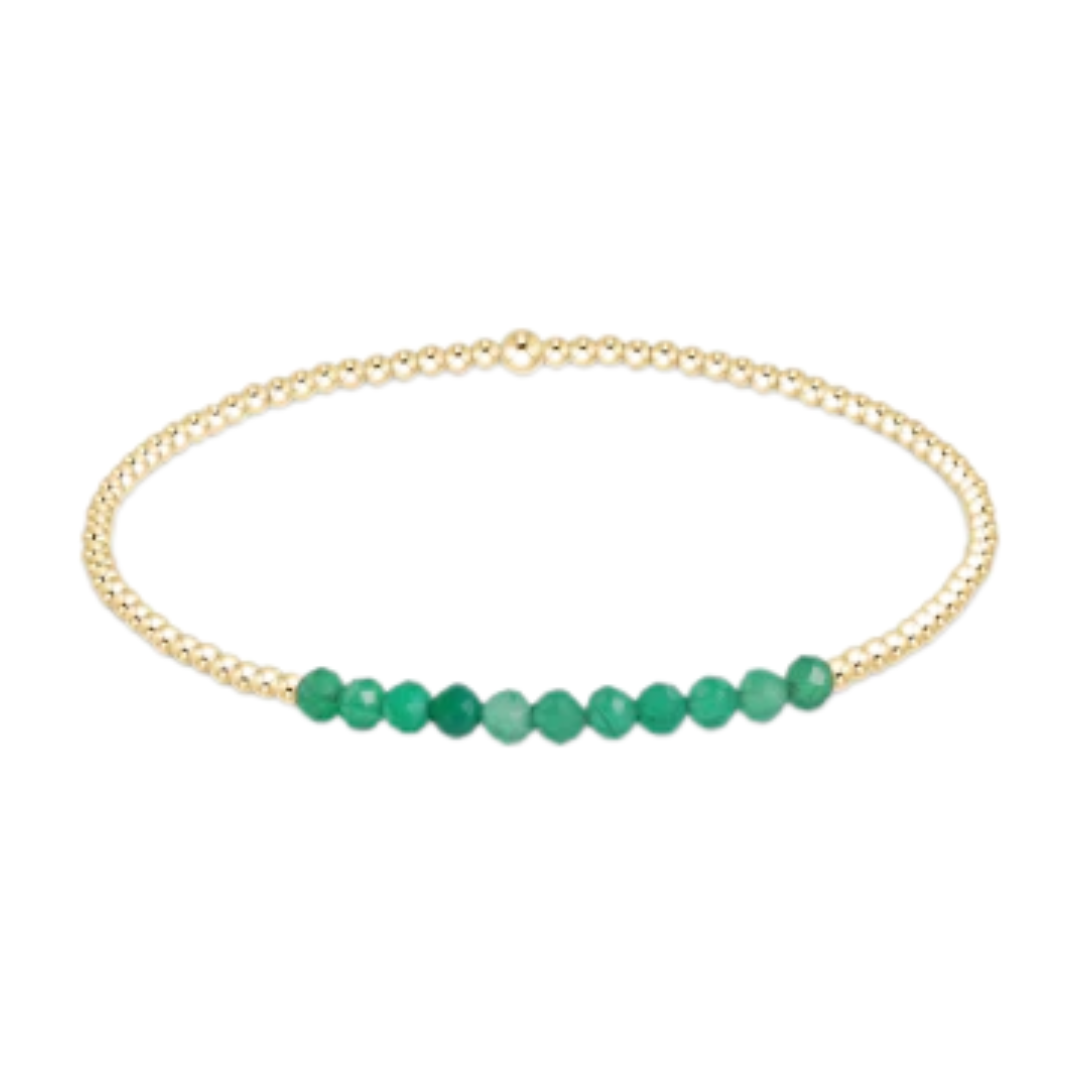 Gold Bliss 2mm Bead Bracelet in Green Onyx