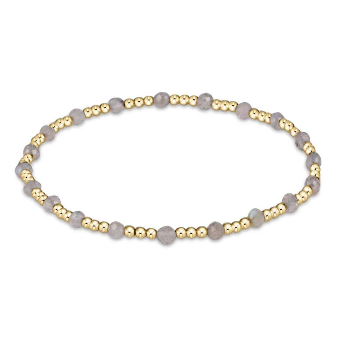 Gemstone Gold Sincerity Pattern 3mm Bead Bracelet in Labradorite