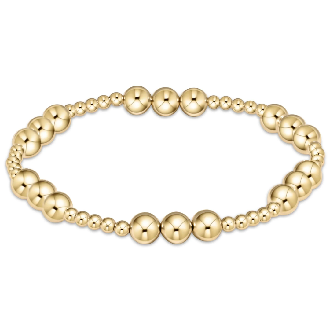 Classic Joy Pattern 6mm Bead Bracelet in Gold