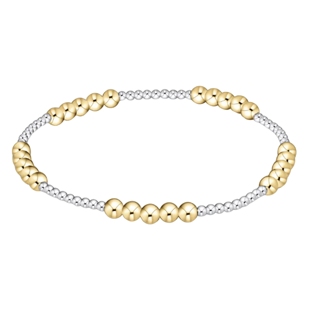 Classic Blissful Pattern 2mm Bead Bracelet in Mixed Metals