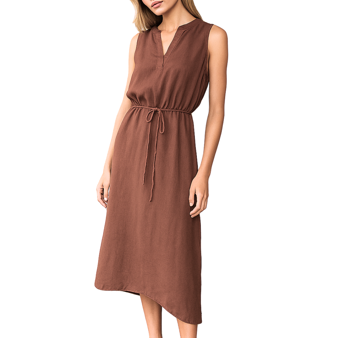 Sleeveless Belted Maxi in Casablanca Brown