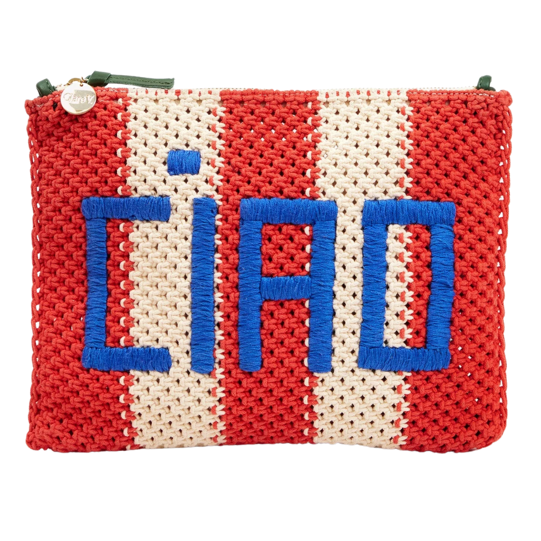 Flat Clutch W/ Tabs in Cream Bright Poppy