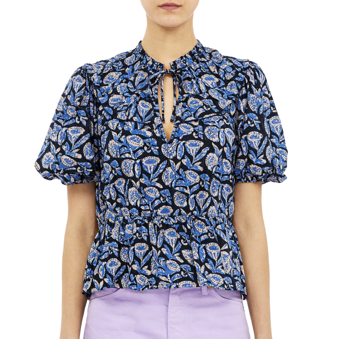Elvie Short Sleeve Cotton Top in Zinnia