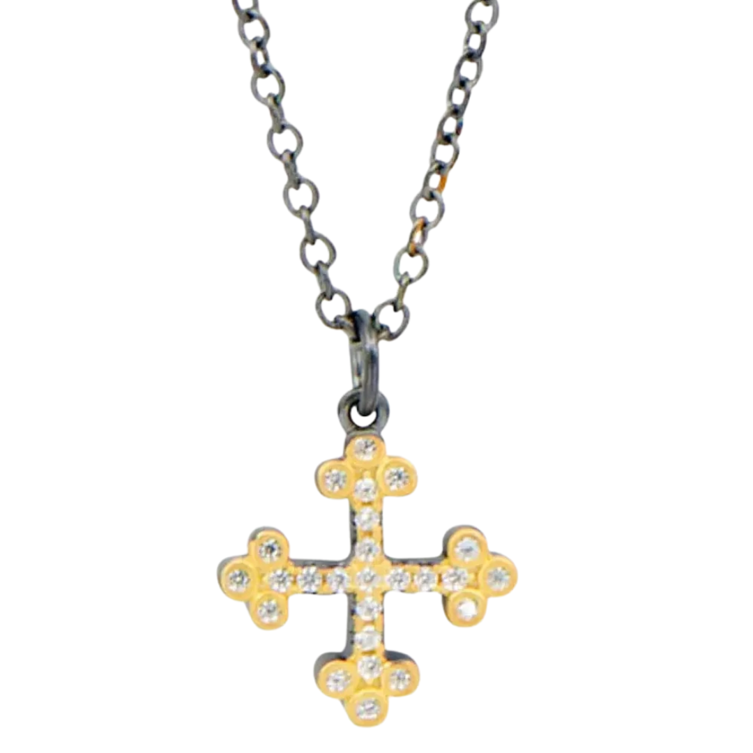 Cross Necklace in Gold & Black