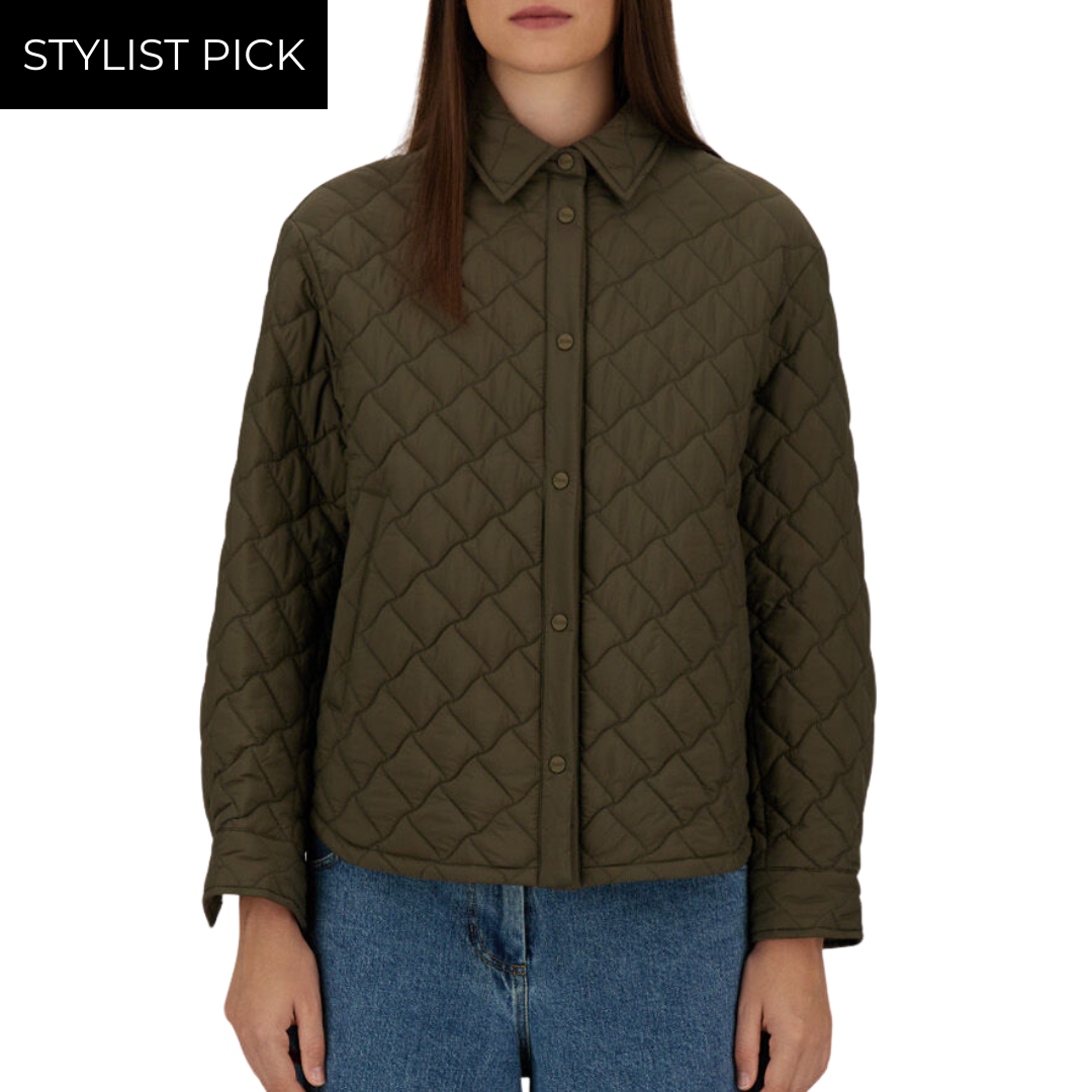 Ecoage Shacket in Green/Beige