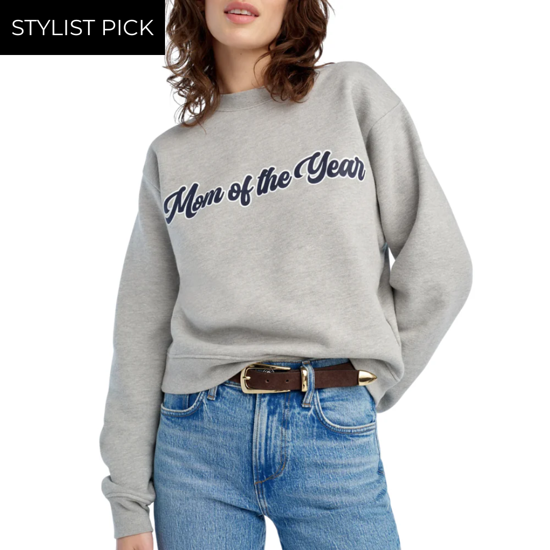 The Mom Of The Year Varsity Sweatshirt in Heather Grey