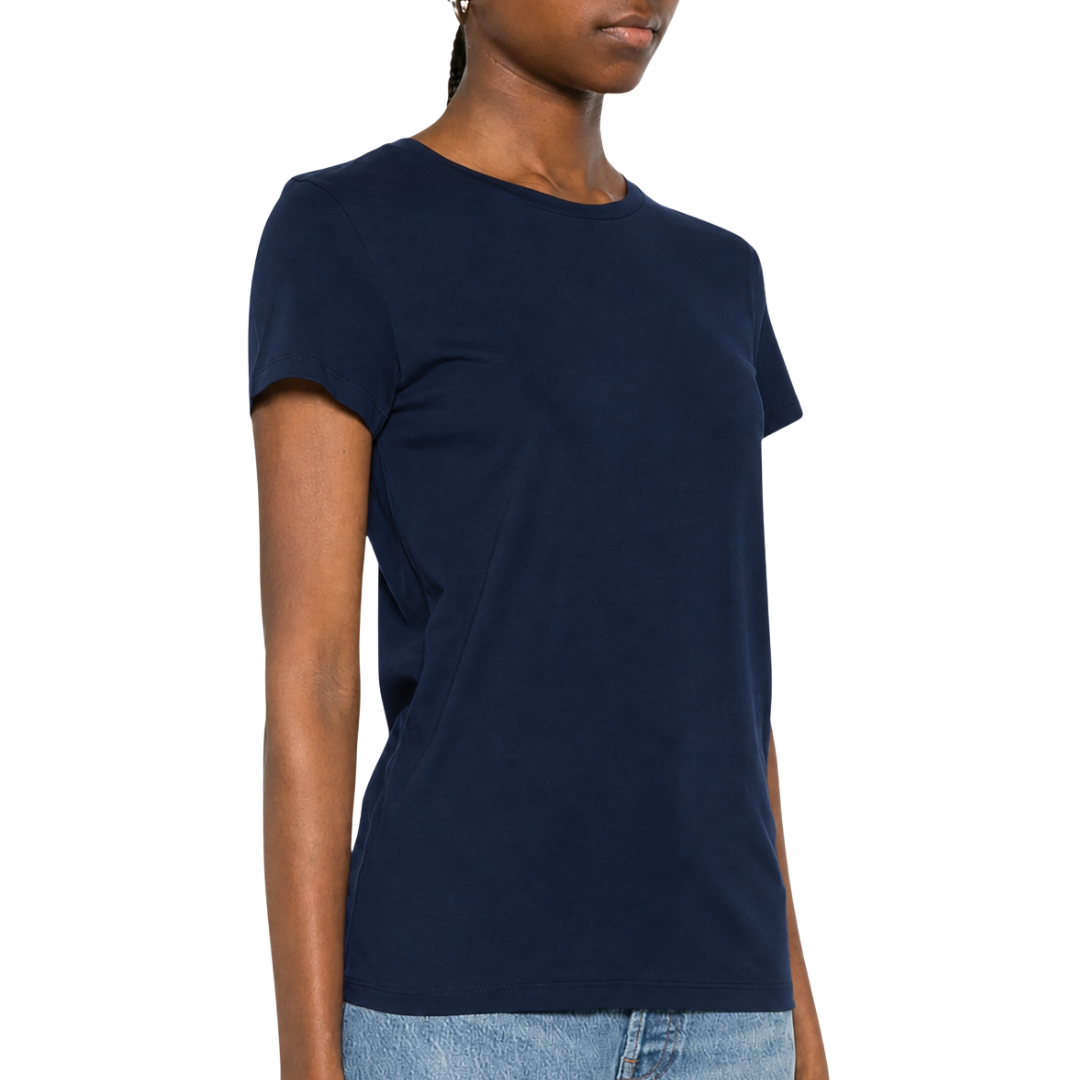 Cotton Silk S/S Crewneck in Marine