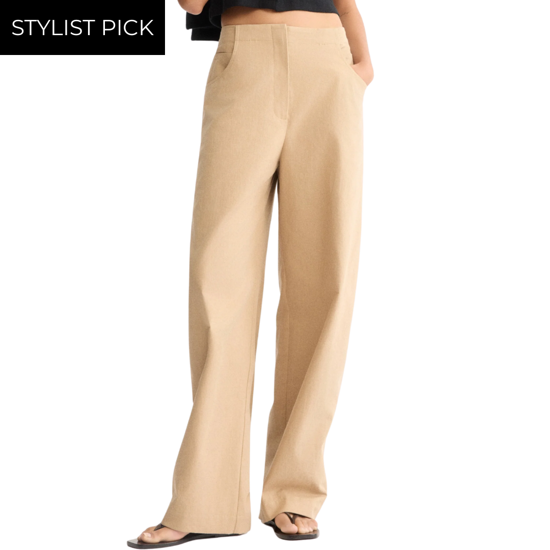 Leroy Flat Front Barrel Pants in Khaki
