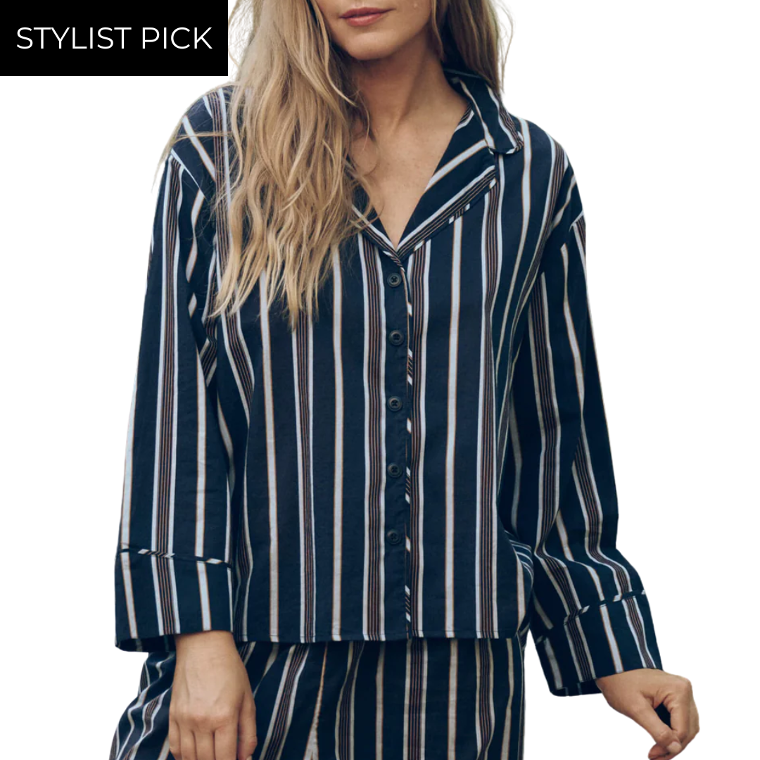 The Pajama Shirt in Coastline Stripe