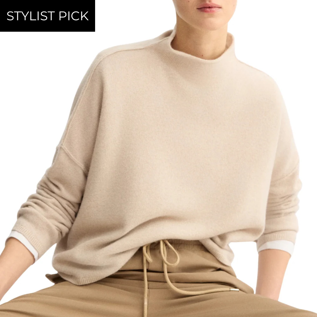Penn Roll Neck Top in Beige