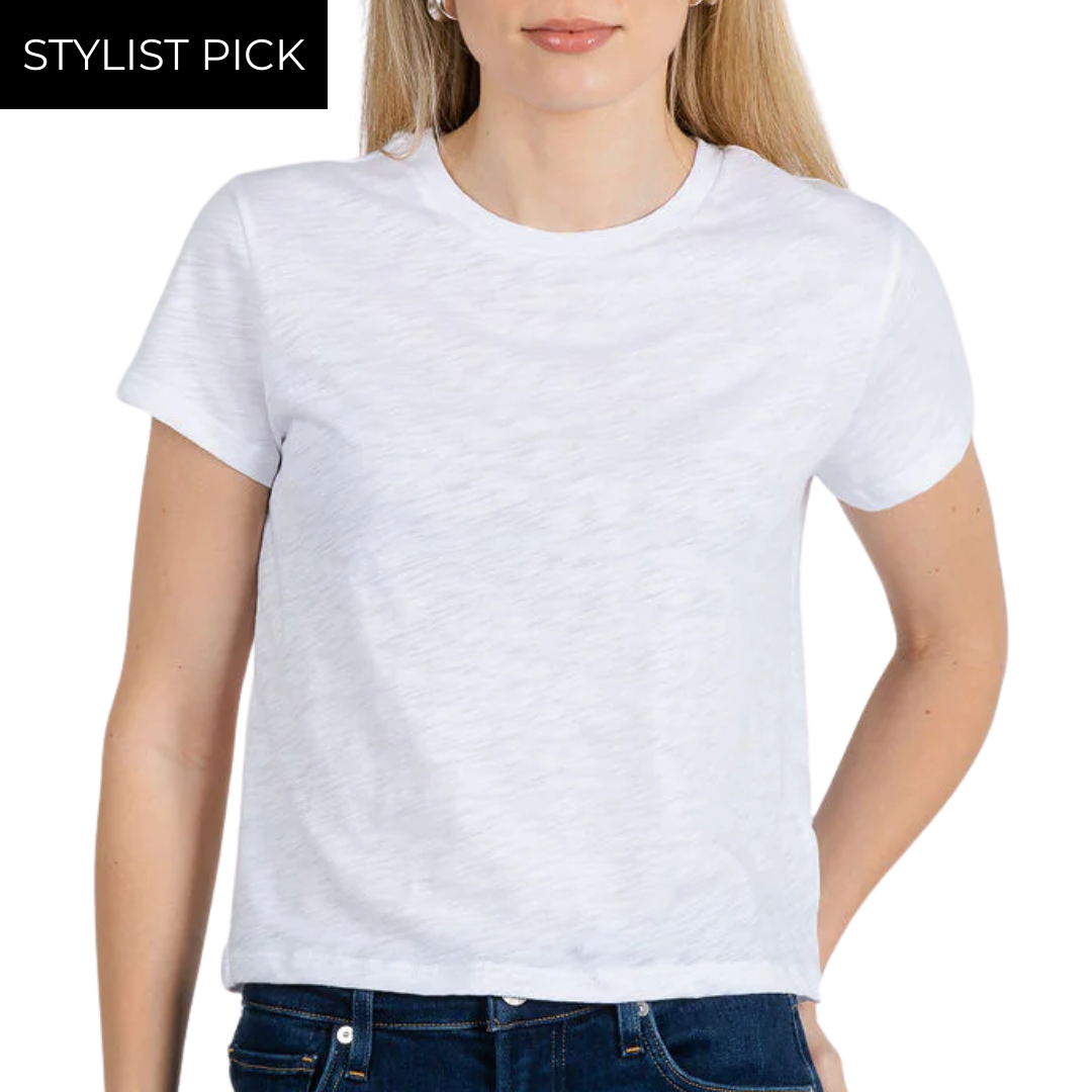 Andie Short Sleeve Tee in White