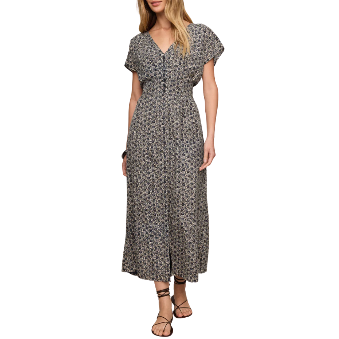 Sanna Iris Floral Midi Dress in Eclipse