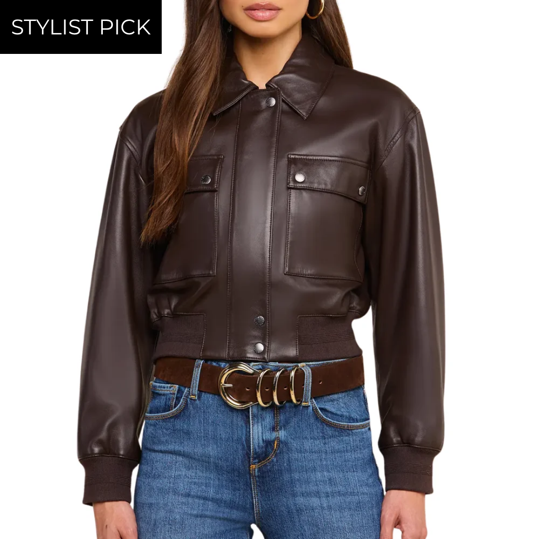 Clotilde Leather Jacket in Brunette