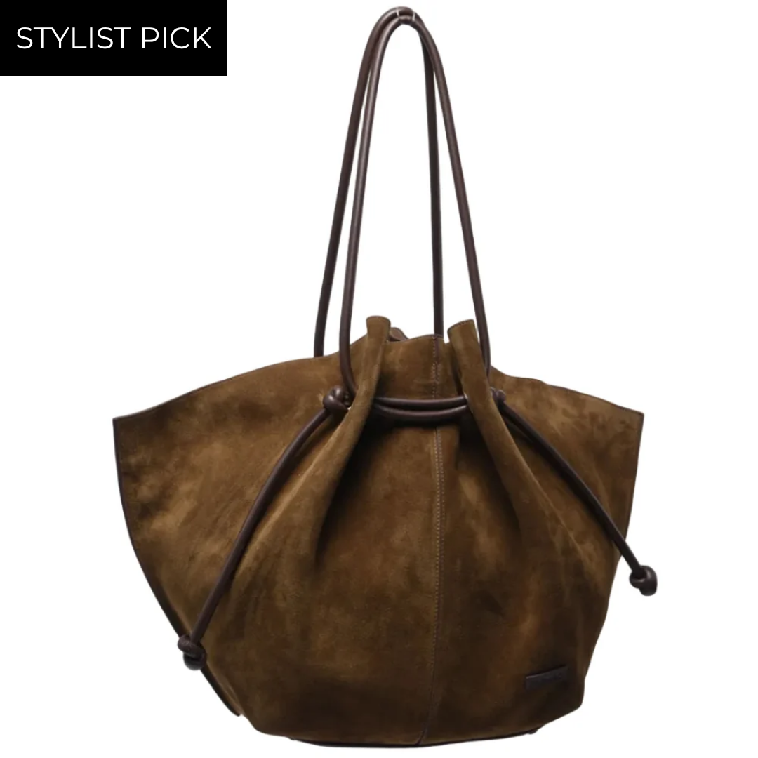 Suede Tote Bag Charms in Bark