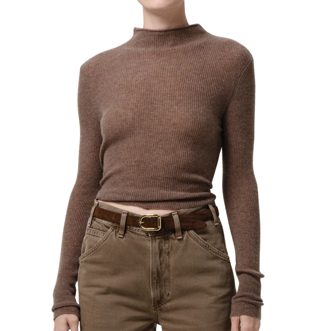 Leelah Turtleneck Sweater in Mushroom