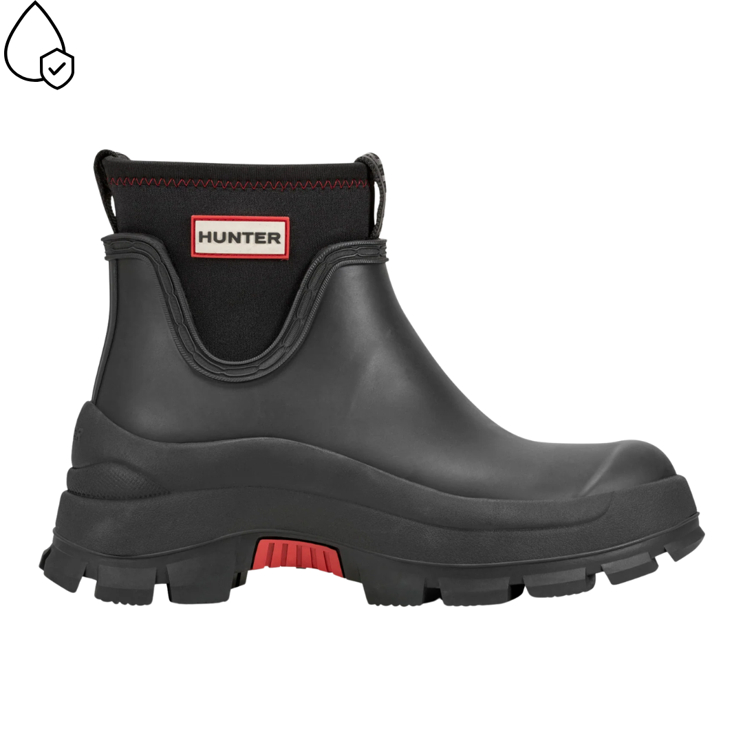 Eloise Lug Sole Waterproof Neoprene Rain Booties in Black