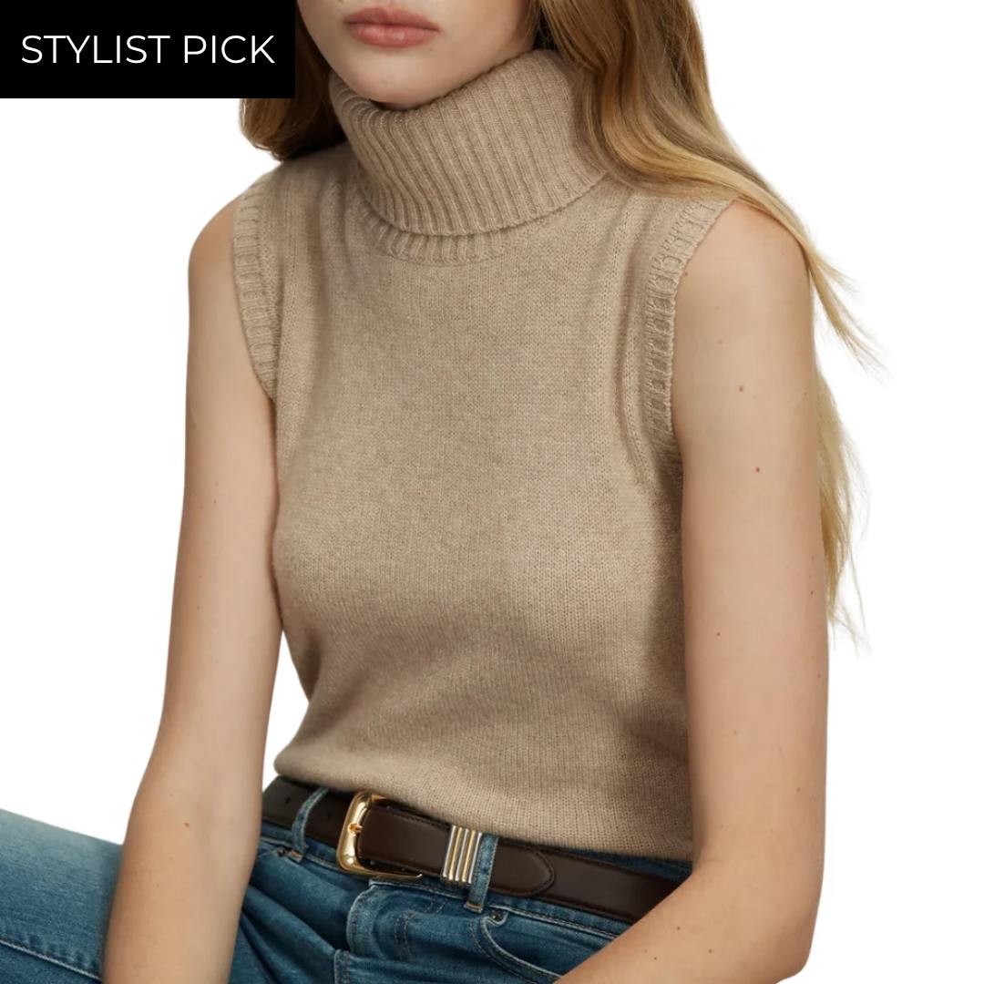Mazzy Cashmere Sleeveless Sweater in Oatmeal