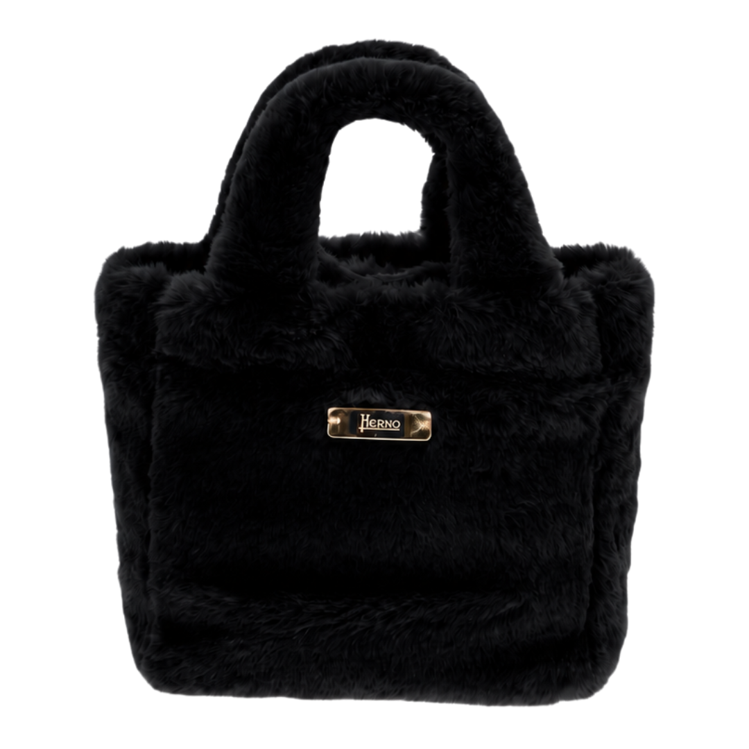 Bag in Soft Alternative Fur and Nylon Chamonix in Black