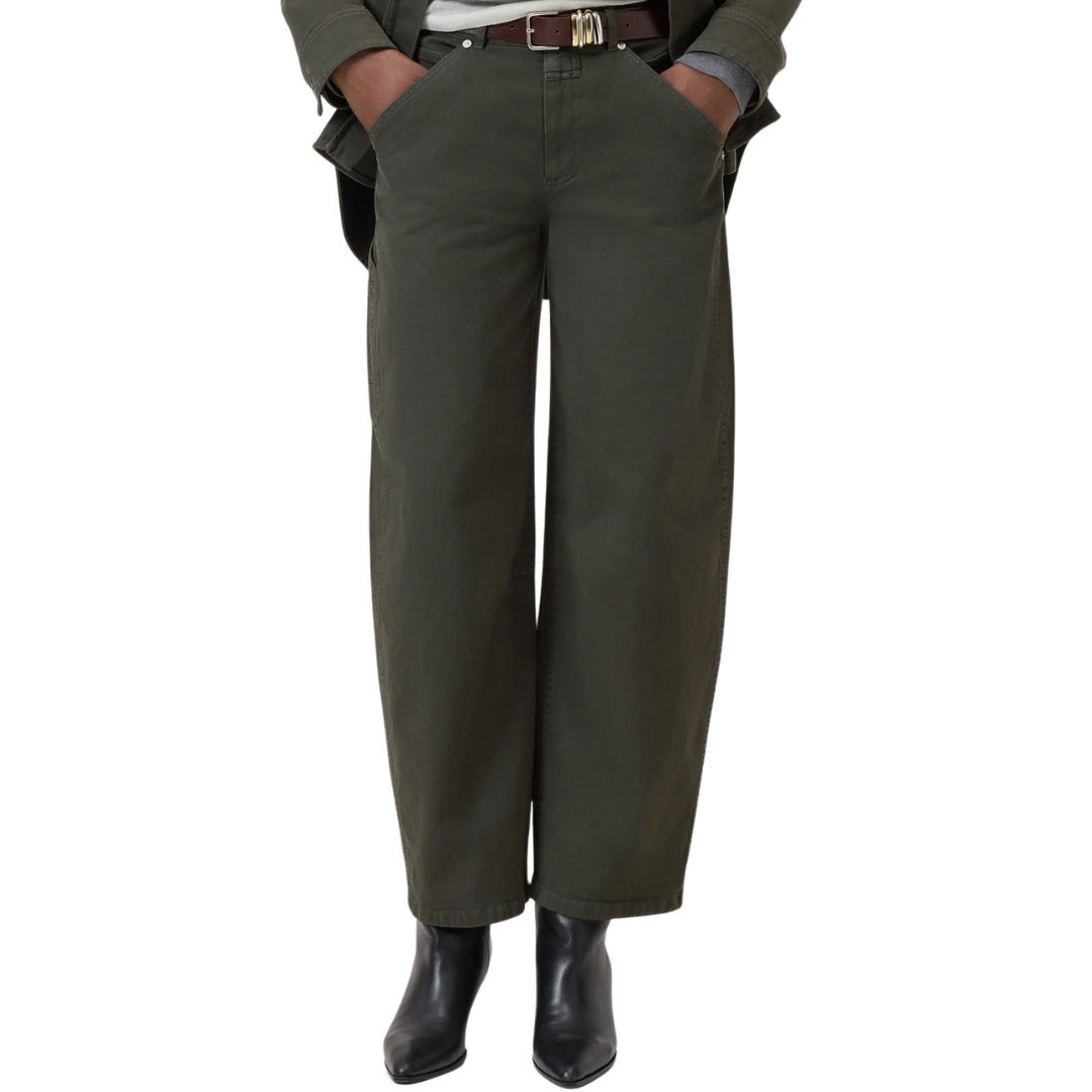 Bouna Wide Cotton-Stretch Pants in Juniper Green