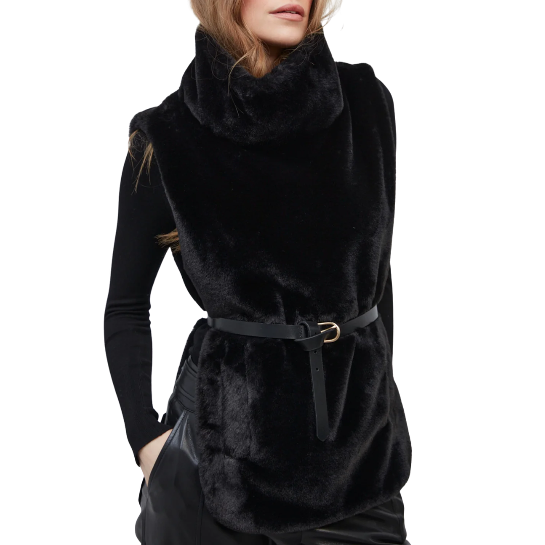 Furry Slip-On Faux Fur Dickey in Black